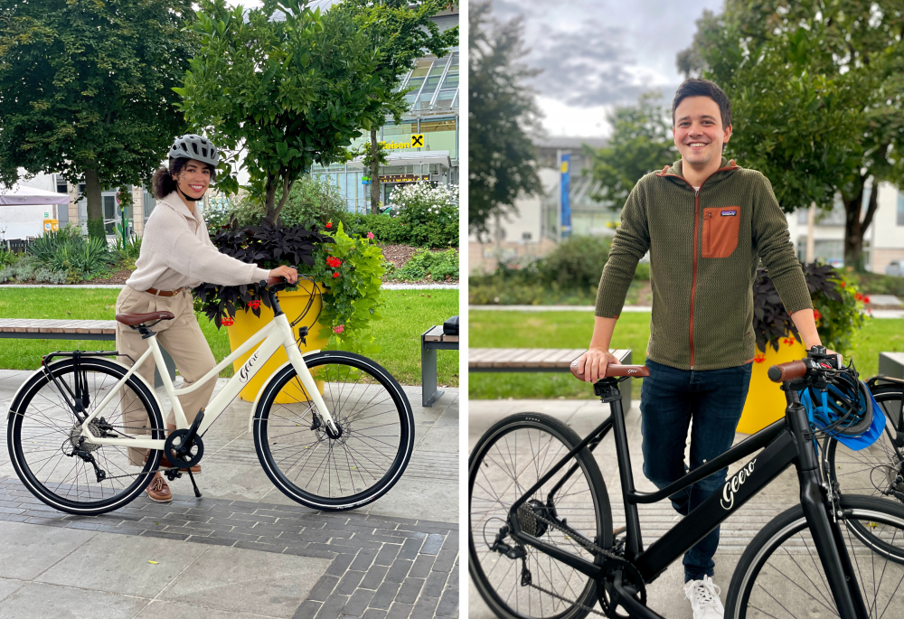 Links eine junge Frau, rechts ein junger Mann mit Geero E-Bike